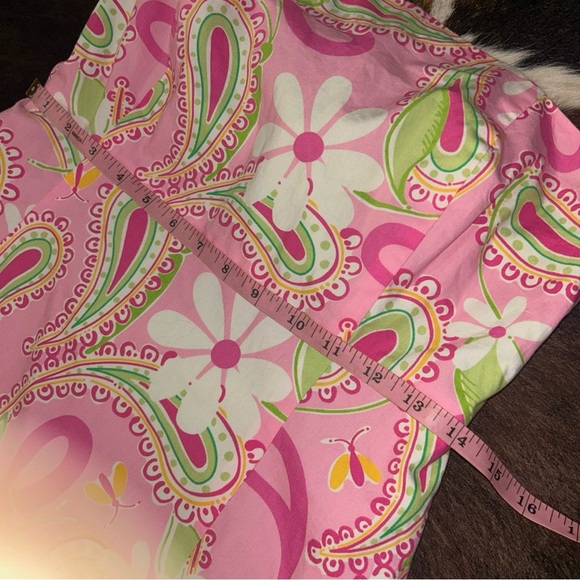 Lilly Pulitzer Size 12 Strapless Dress Pink Green Halter Back - Picture 7 of 9